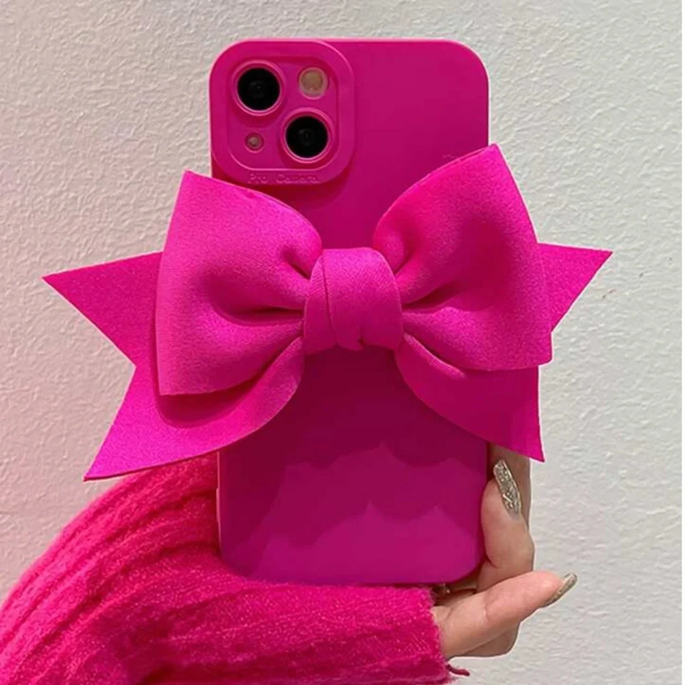 2 iPhone 15 Pro Max phone case pink fabric bow houndstooth plaid black white NEW
